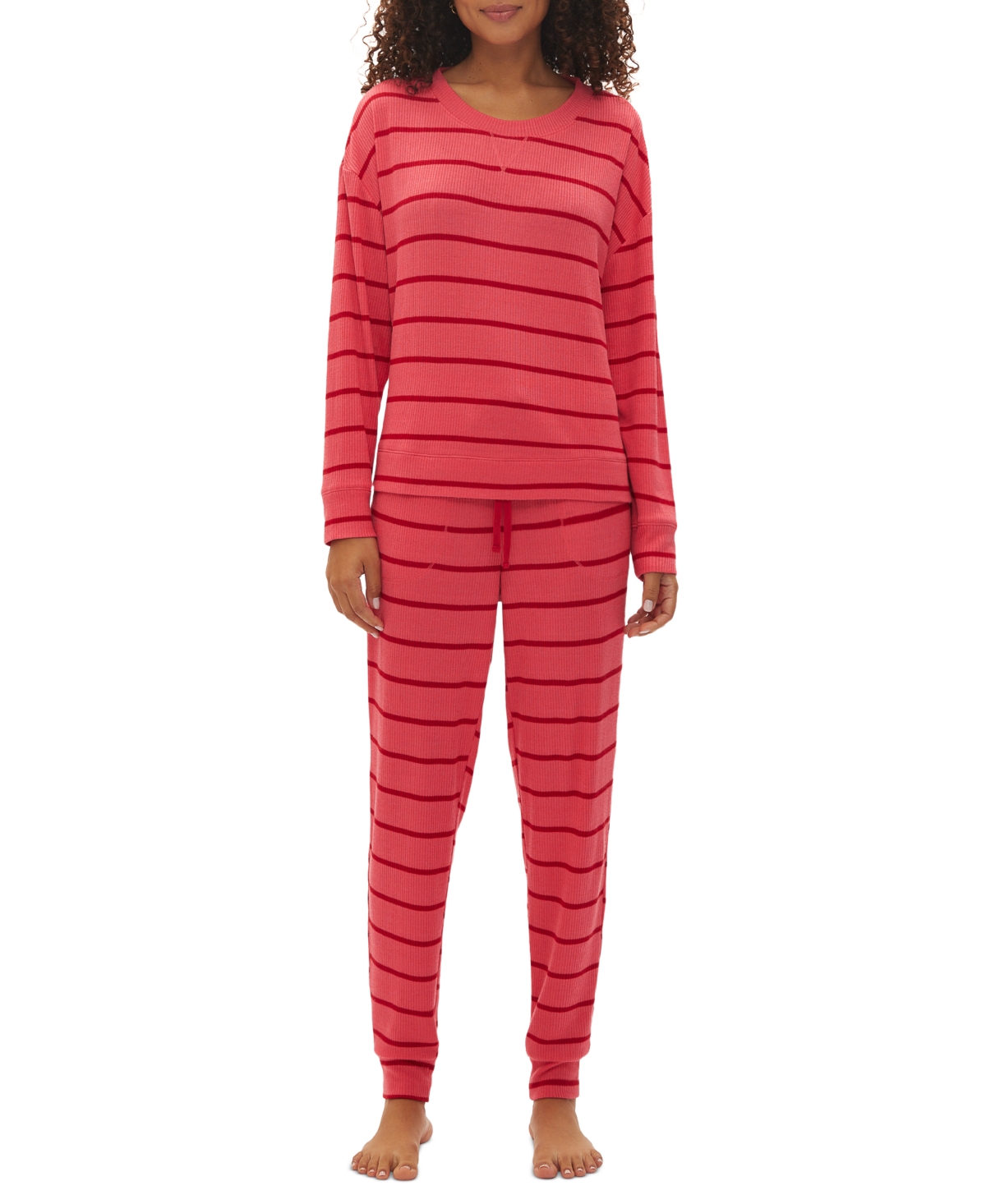 Gap GapBody Women s 2 Pc. Packaged Long Sleeve Jogger Pajamas Set Ivory Frost Plaid Smart Closet