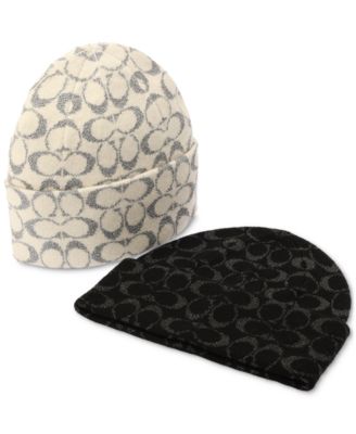 Women's Cuffed Metallic Jacquard Logo Beanie