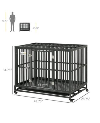 Heavy Duty Steel Dog Crate Kennel with Wheels and 1 Access Door,