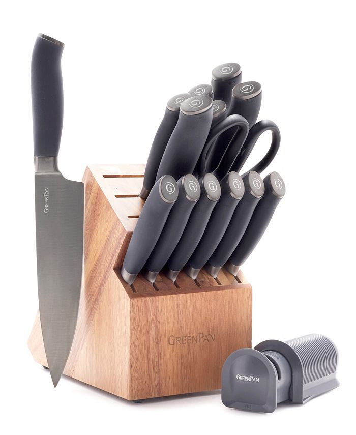 Premiere Titanium Cutlery 8-Piece Knife Block Set with Walnut Handles