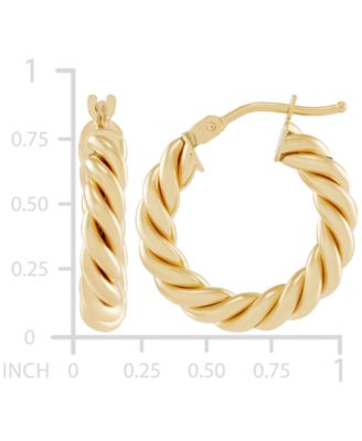Twist-Style Tube Small Hoop Earrings in 10k Gold, 3/4"