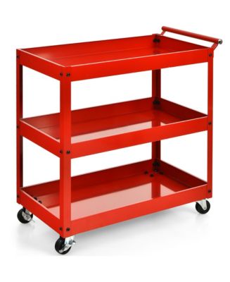 Costway 3-Tier Utility Cart Metal Storage Service Trolley - Macy's