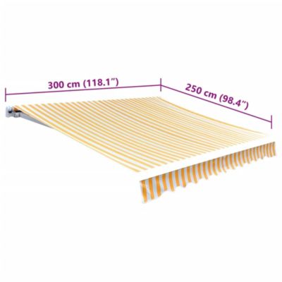 Awning Sunflower Yellow, White Polyester 9.8 x 8.2 ft