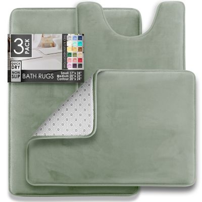Ultra-Soft Plush Memory Foam Non-Slip Bath Rug Set with Tiled Design, 3-Piece