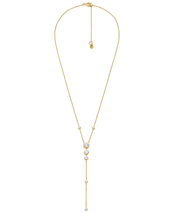Michael Kors 14K Gold Plated Sterling Silver Lariat Necklace - Macy's