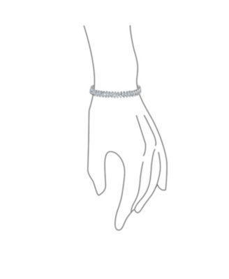 Cubic Zirconia Marquise Shape CZ 25 CTW Alternating Black White Clear Blue Tennis Bracelet 7.5 Inch