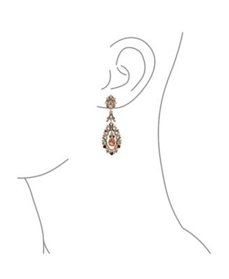 Big Statement Black Pink Crystal Lace Dangle Chandelier Earrings Prom Rose Gold Plated