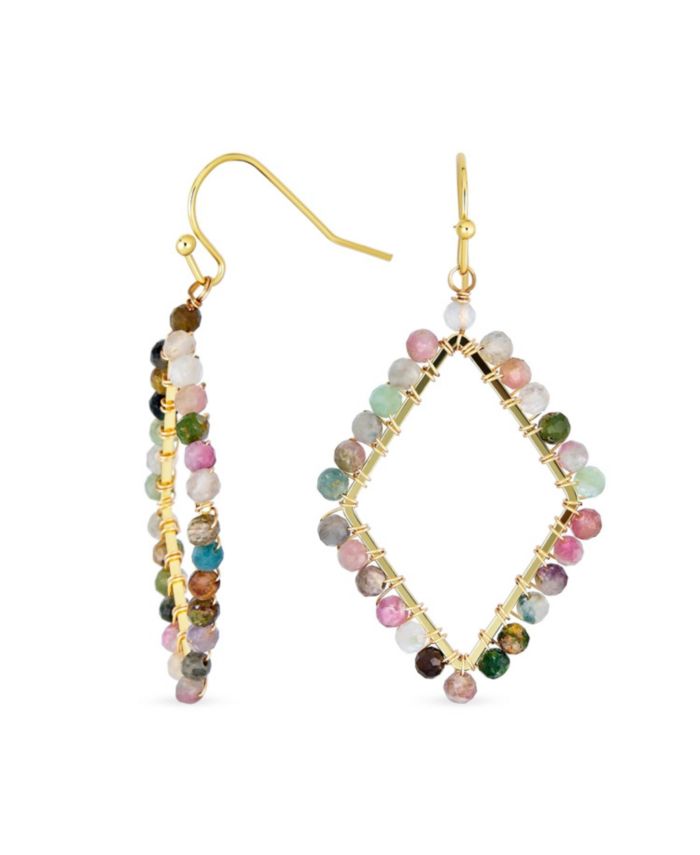 Bling Jewelry Geometric Triangle Wire Wrap Multi Color Bead Dangle
