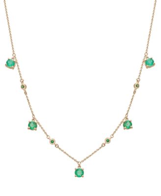 Macy's - Lab-Grown Emerald Dangle 17" Collar Necklace (1-1/5 ct. t.w.) in 14k Gold-Plated Sterling Silver