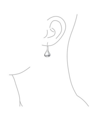 Simple Plain Puffed Teardrop Pear Shaped Rain Drop Earrings Fishhook Threader Polish Sterling Silver 1.5 Inch