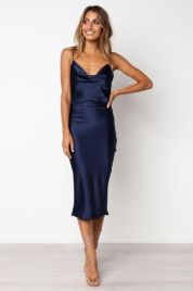 Blue silk clearance dress long