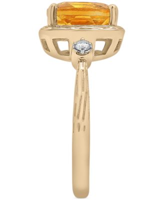 Citrine (2-1/3 ct. t.w.) & Lab-Grown White Sapphire (1/20 ct. t.w.) Statement Ring in 14k Gold-Plated Sterling Silver
