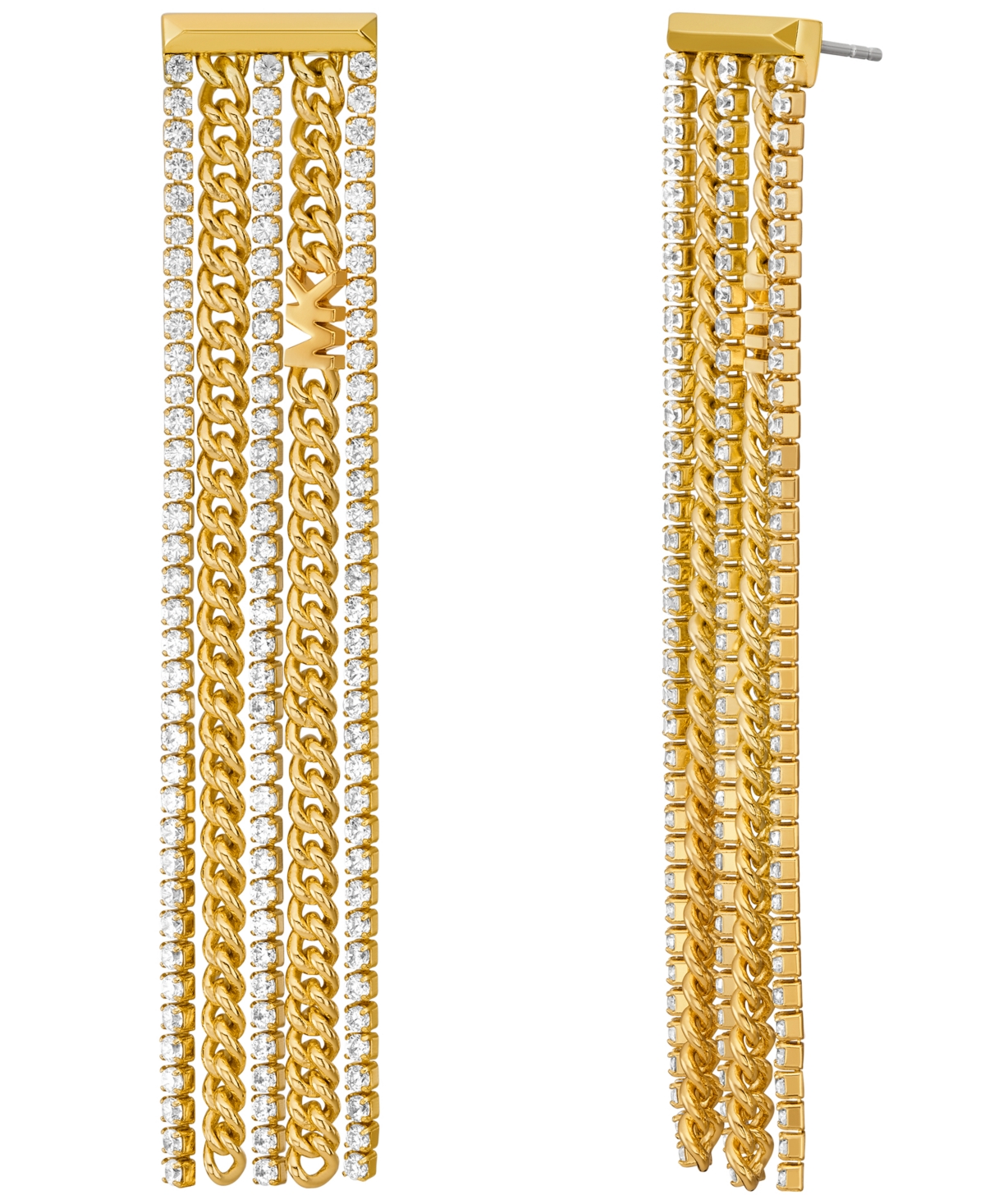 Michael Kors 14k Gold Plated Mixed Tennis Chain Drop Earrings