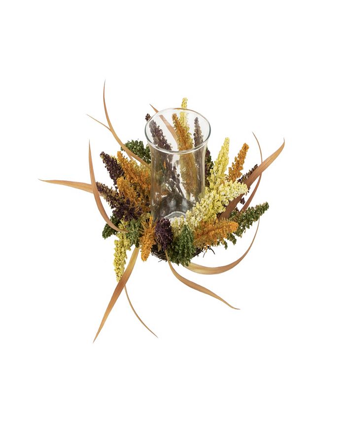 Northlight 18" x 6" Autumn Harvest Pillar Candle Holder with Artificial