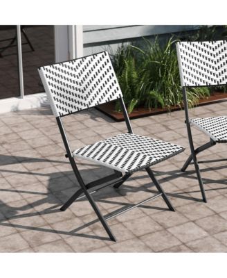 Ciel Set Of Two Folding Bistro Chairs In Pe Rattan With Metal Frames For Indoor And Outdoor Use