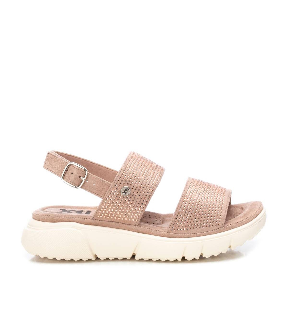 Women's Flat Suede Sandals By Xti - Open grey