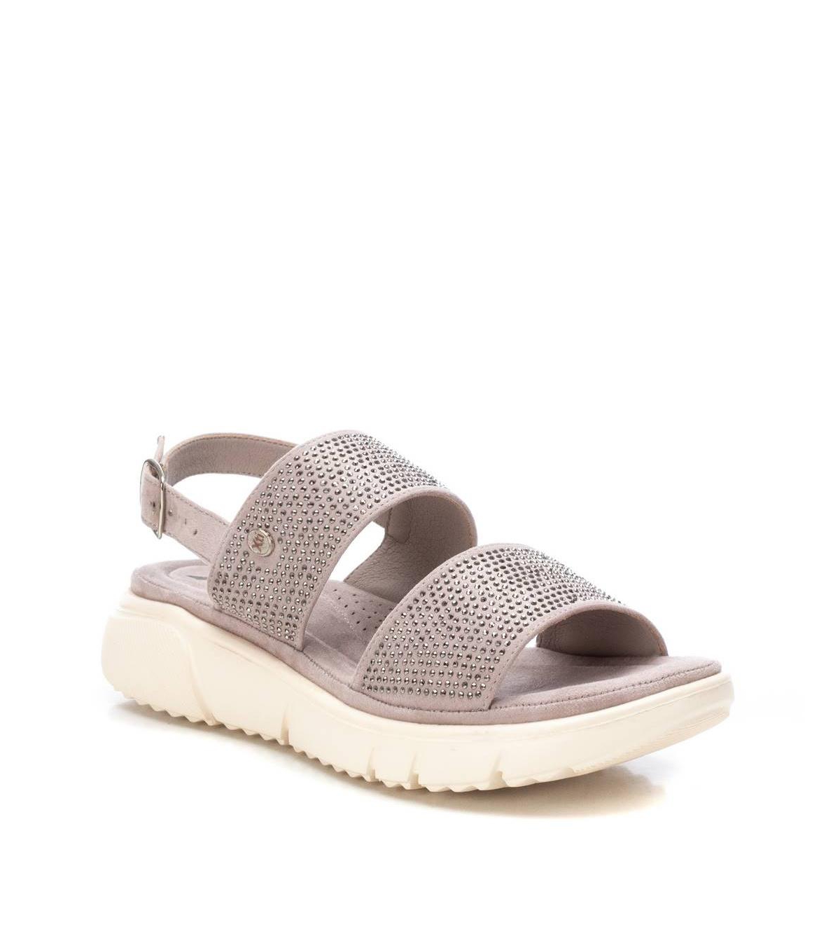 Women's Flat Suede Sandals By Xti - Open grey