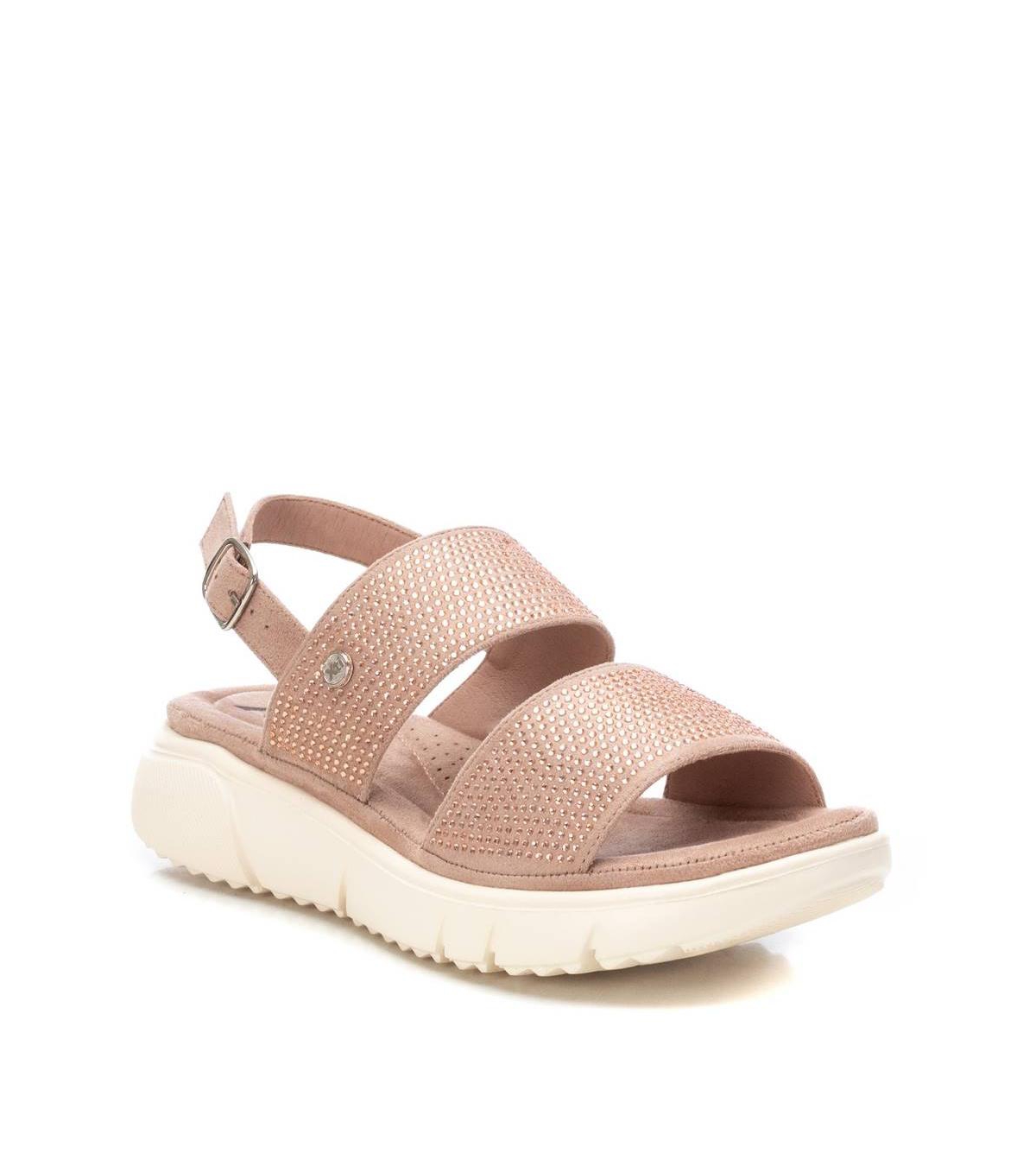 Women's Flat Suede Sandals By Xti - Light/pastel pink