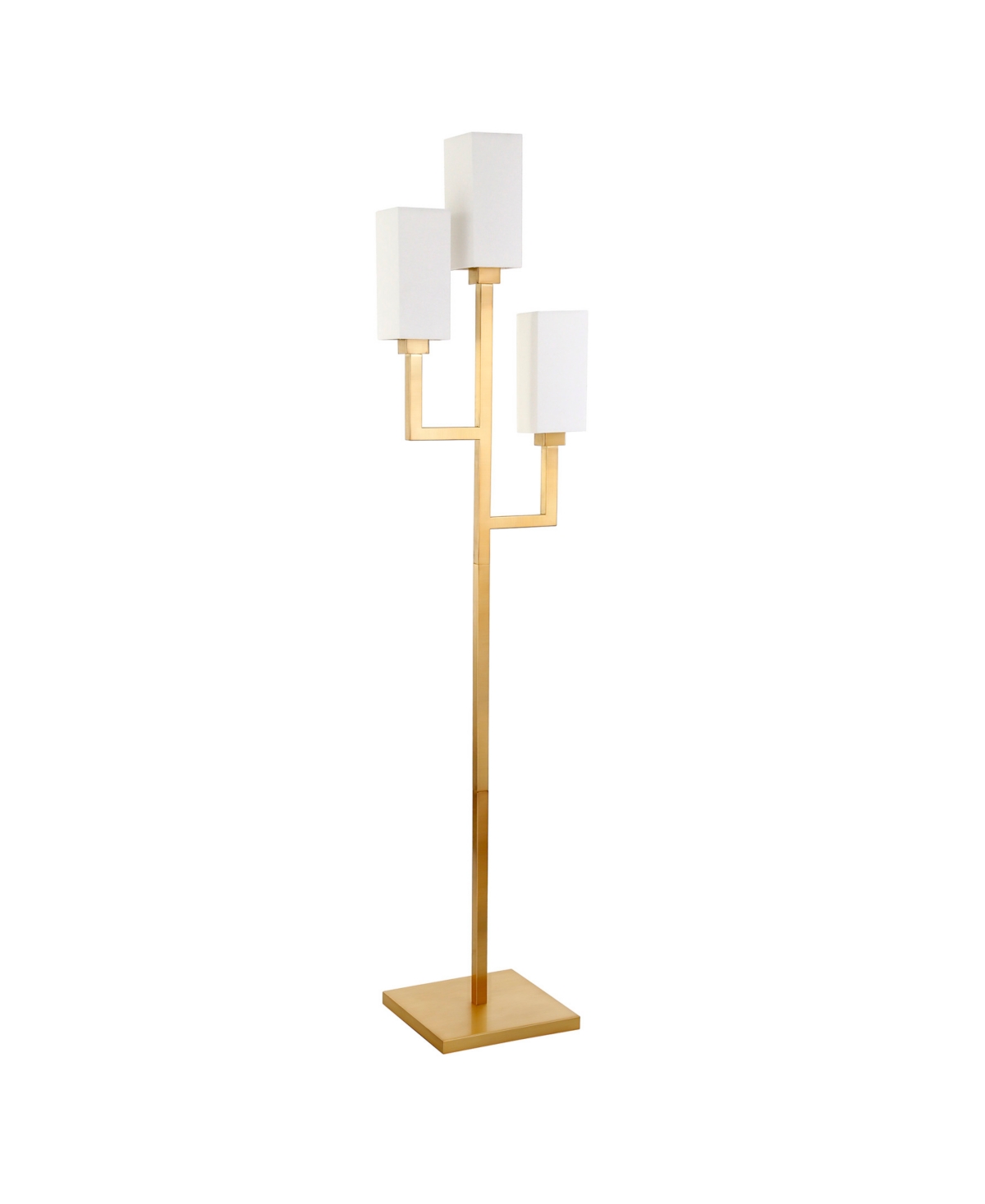 Hudson & Canal Basso 69" Linen Shade 3-light Torchiere Floor Lamp In Brass