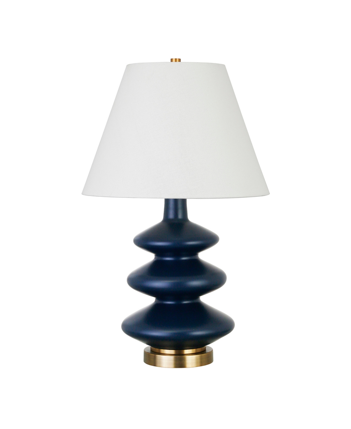 Hudson & Canal Carleta 26.5" Linen Shade Tall Triple Gourd Table Lamp In Blue