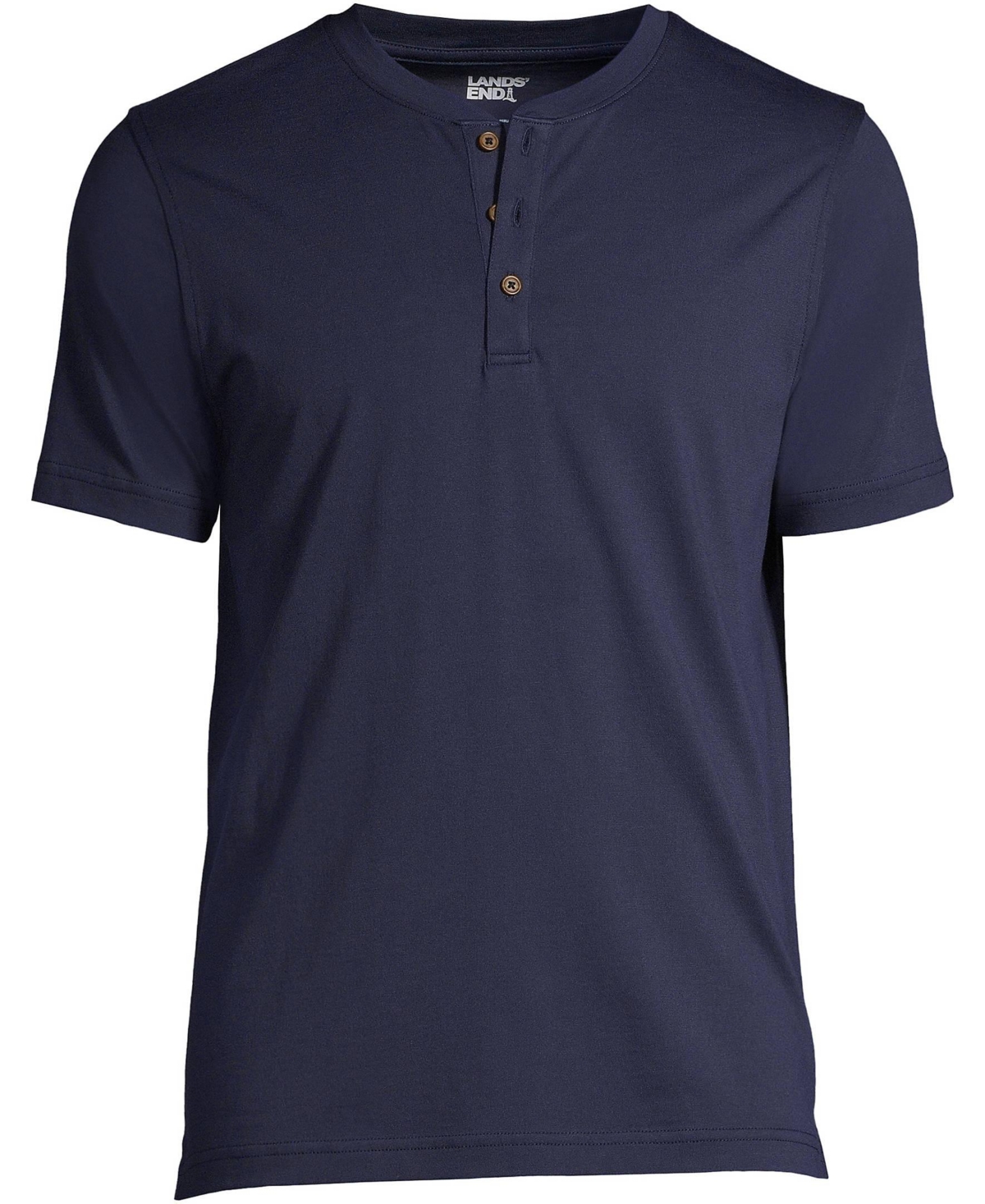 Lands' End Men's Short Sleeve Supima Jersey Henley T-Shirt