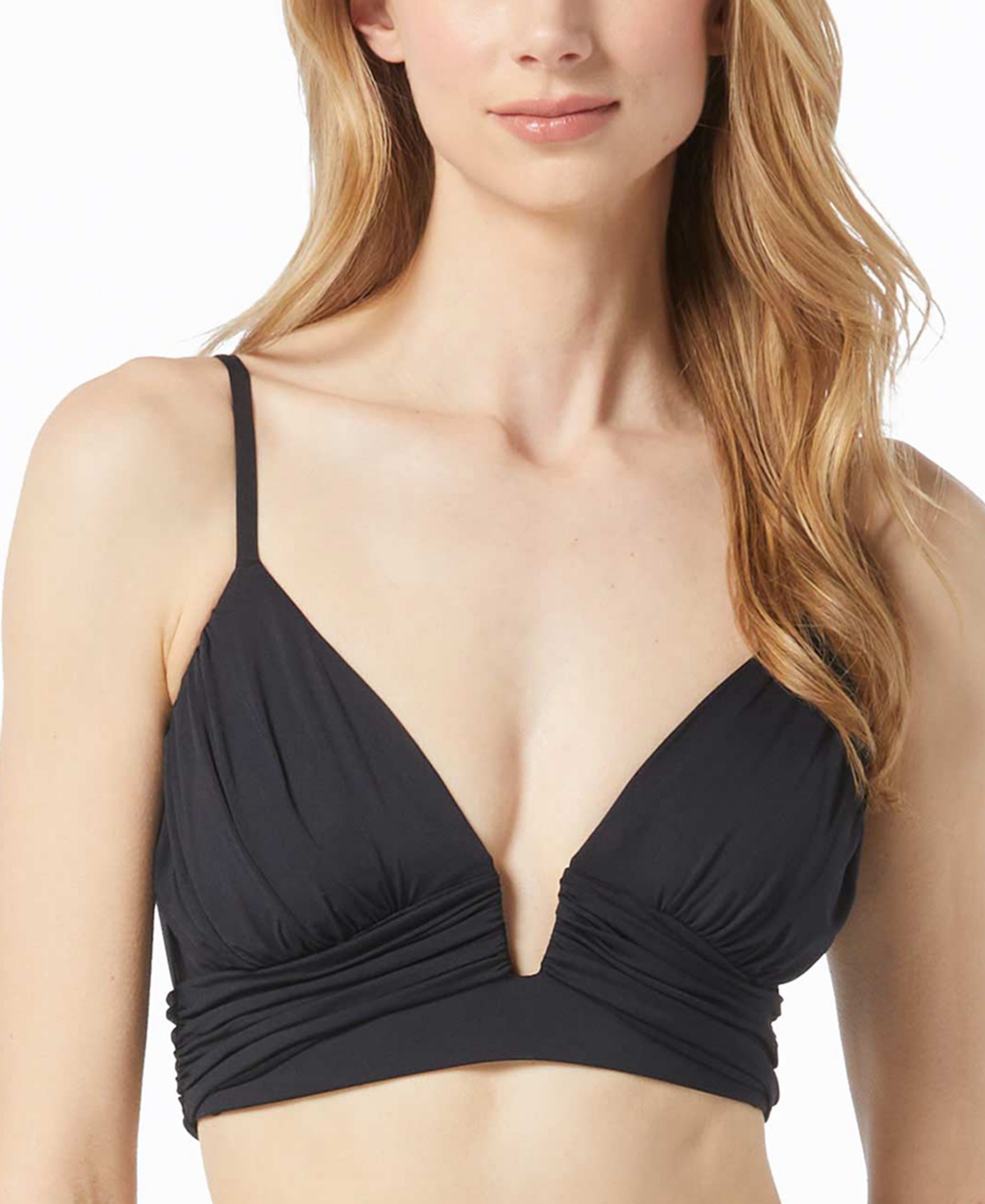 Michael Kors Michael  Women's Draped V-wire Bikini Top In Black
