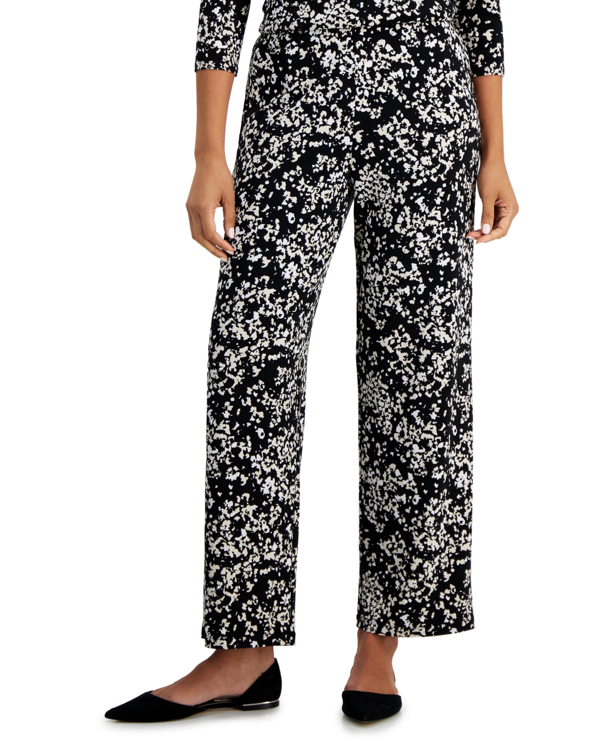 Women's Knit Dressing Printed Pull-On Pants, Created for Macy's - Modern Blue Combo