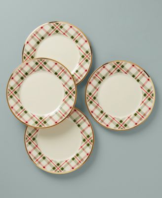 Holiday Plaid Dinner Plates, Set of 4