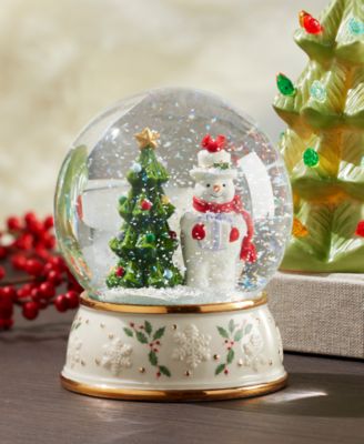 Happy Holly Days Snowman & Tree Snow Globe