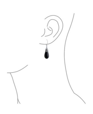 Boho Long Elongated Teardrop Filigree Lever Back Dangle Earrings Sterling Silver