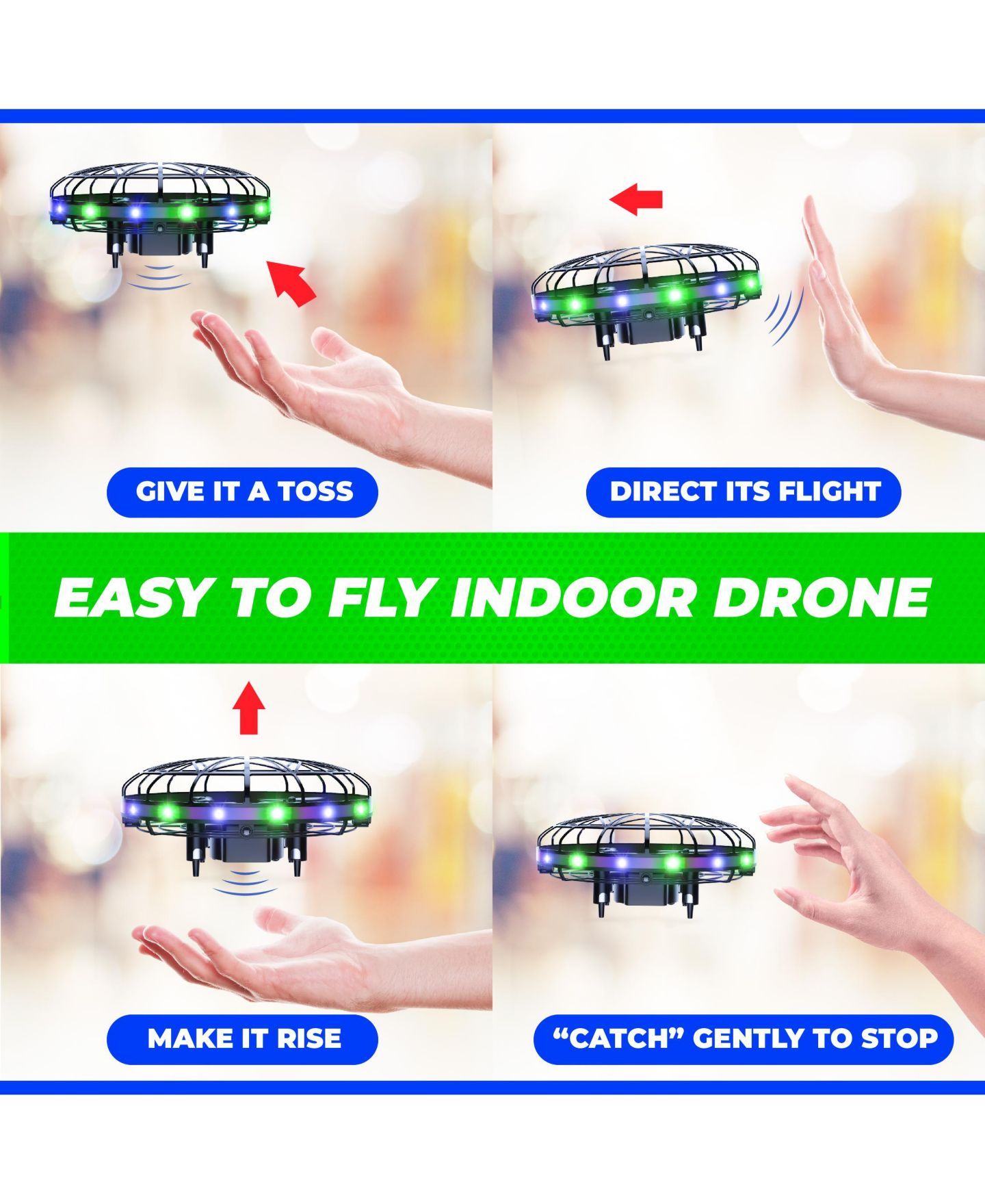 Детская игрушка Force1 Scoot LED Hand-Operated Drone, цвет: Чёрный — фото 2