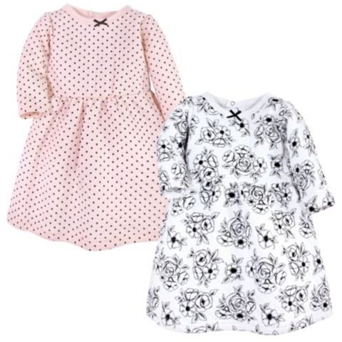 Платья Hudson Baby Twin Long-Sleeve Dress Bundle для девочек-малышей, цвет: Чёрный розовый