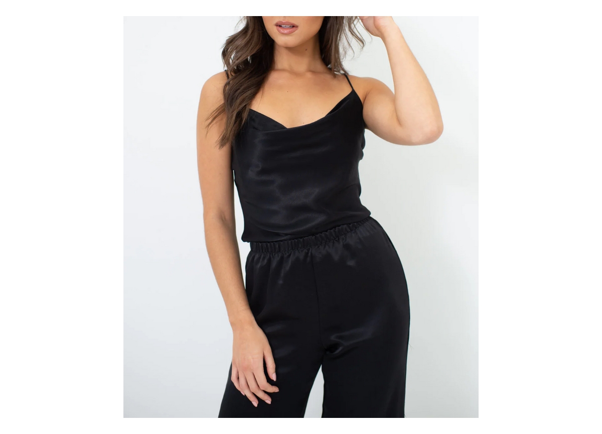 Women's Silk Camisole - Cowl Neck - Silk Collection - Evening black