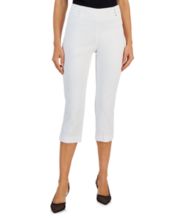 Cropped Capri Pants With Side Ankle Slit - White