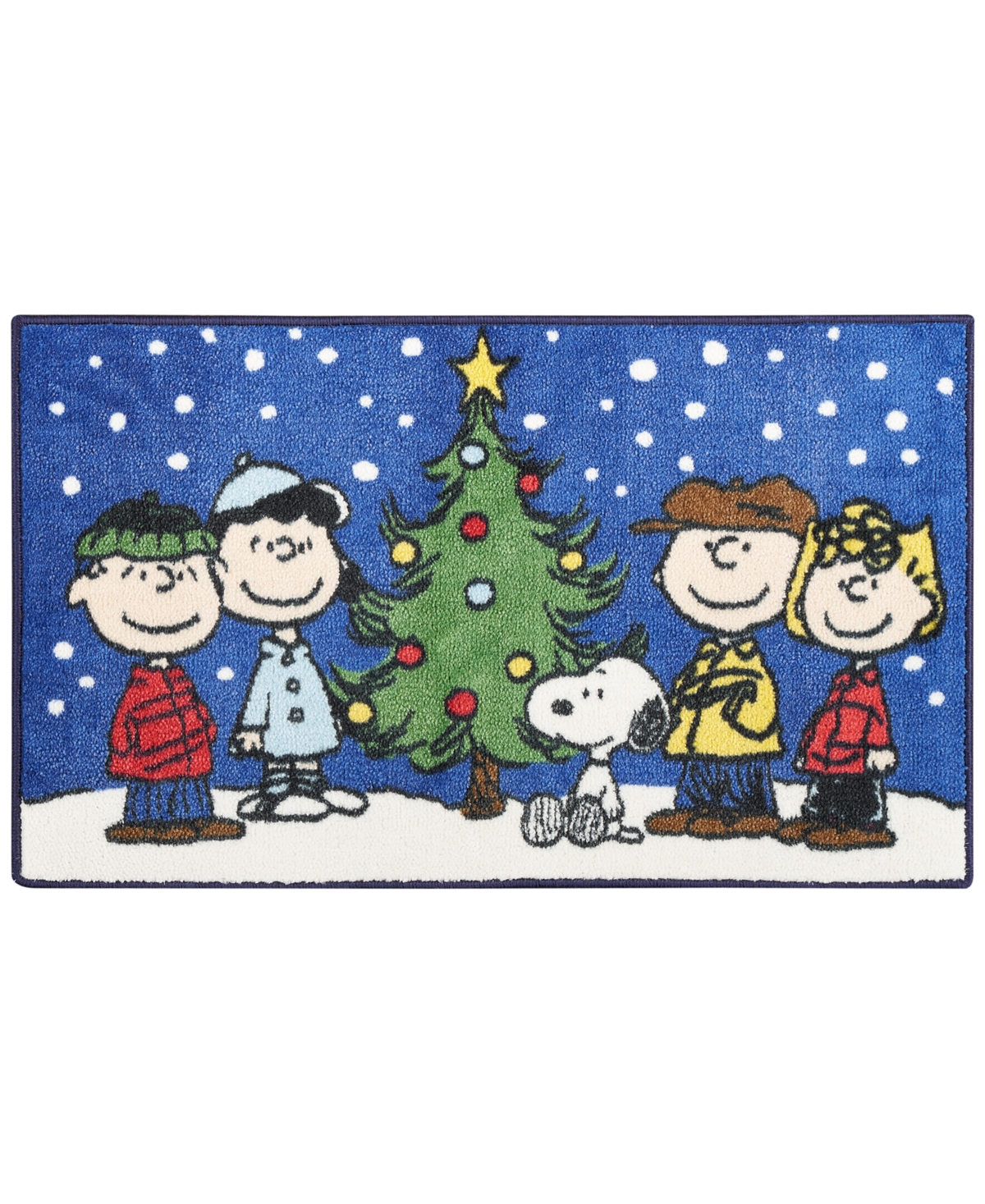 Nourison Home Nourison Peanuts Gang Around The Christmas Tree Accent Rug, 18" X 30" In Navy