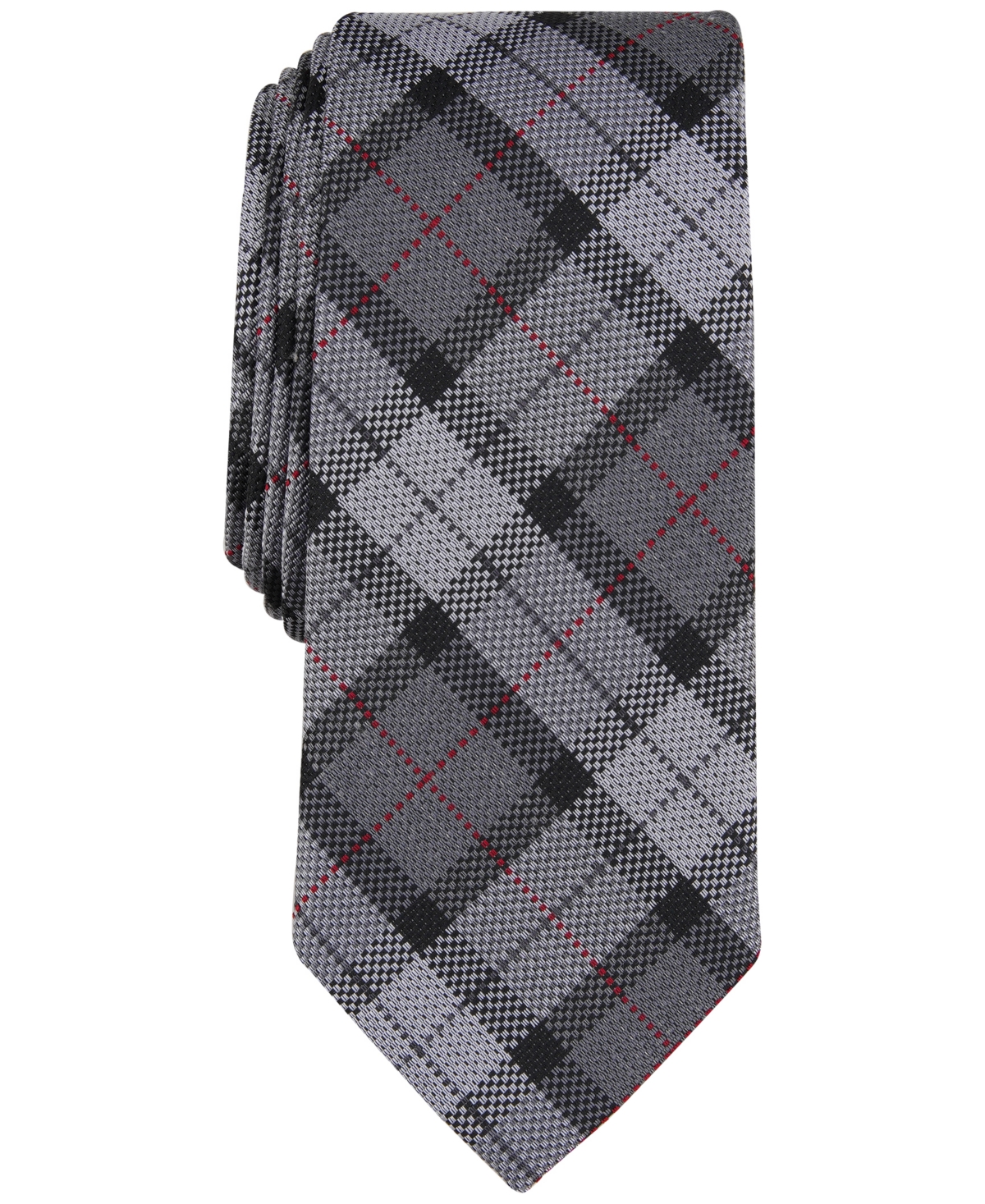 Bar Iii Men's Quinta Plaid Tie, Created For Macy's In Grey