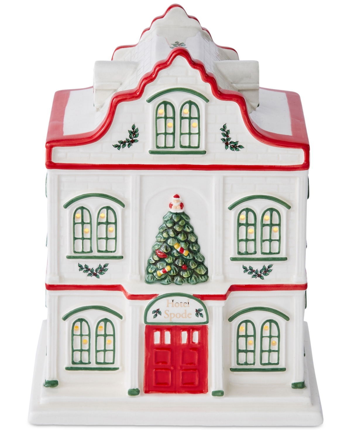 Christmas Village Led Lighted Figural Hotel - Green