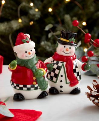 Christmas Tree Black & White Snowman Salt & Pepper