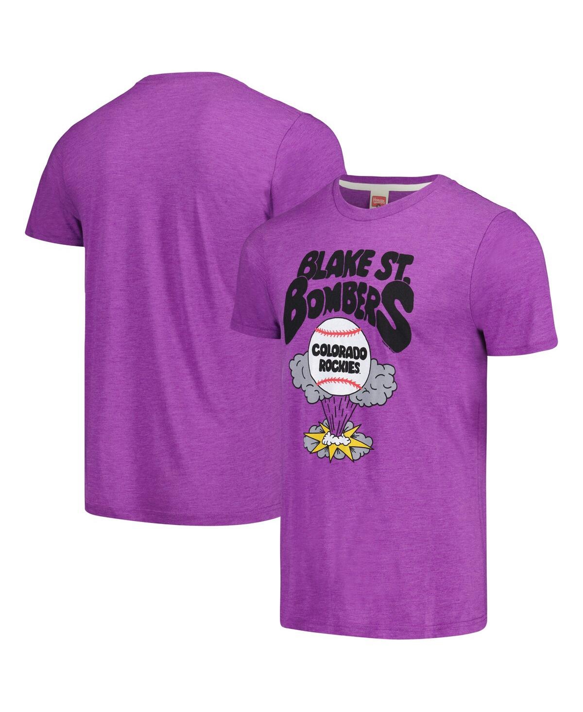 Men's Homage Purple Colorado Rockies Blake St. Bombers Tri-Blend T-shirt - Purple