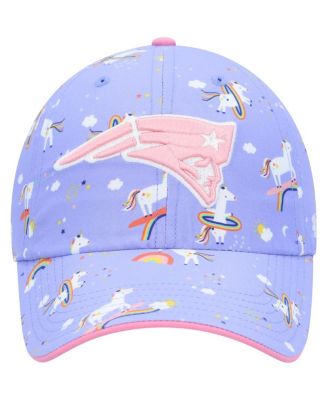 Girls Preschool Purple New England Patriots Unicorn Clean Up Adjustable Hat