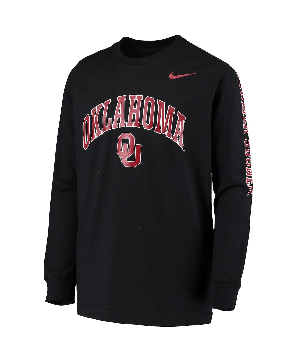 Shop Nike Big Boys  Black Oklahoma Sooners Arch & Logo 2-hit Long Sleeve T-shirt
