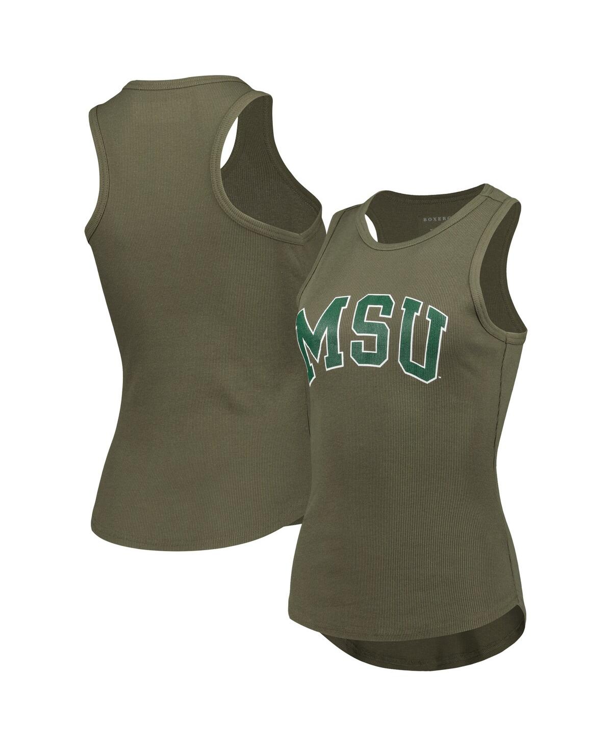 Shop Boxercraft Women's Olive Michigan State Spartans Adrienne Tank Top In Green