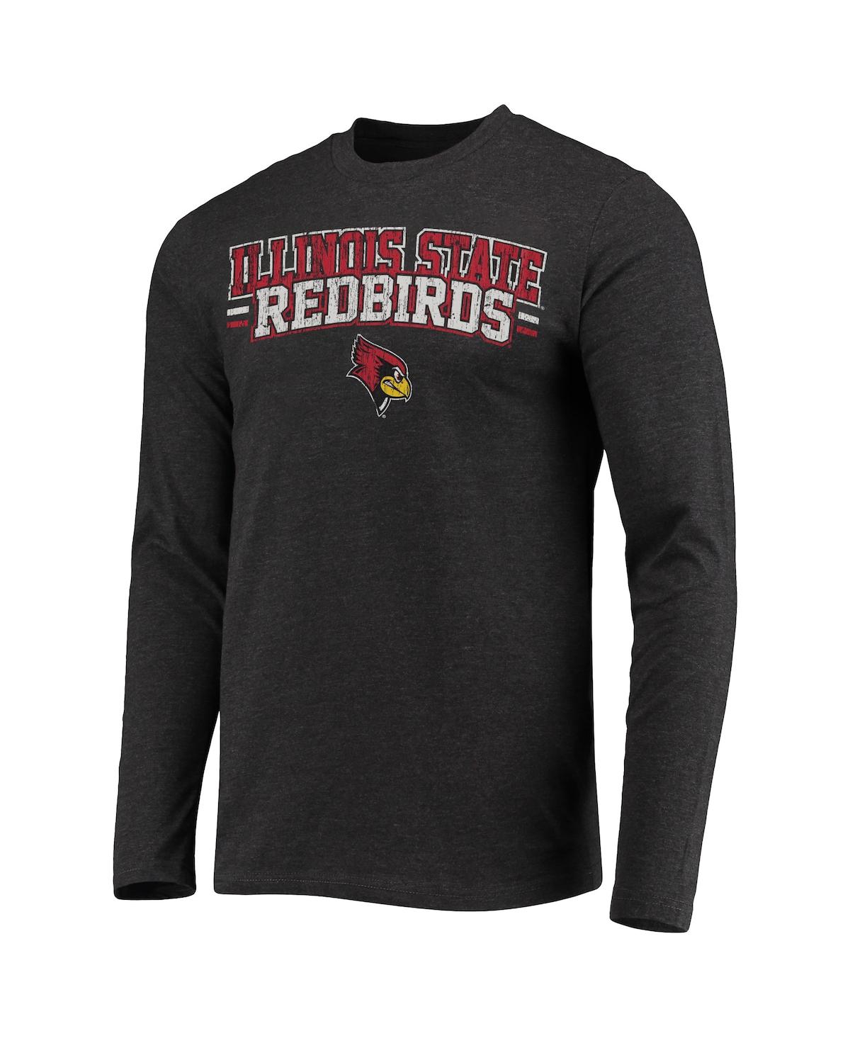 Concepts Sport Red/heathered Charcoal Illinois State Redbirds Meter Long Sleeve T-shirt & Pants Slee In Red,heathered Charcoal