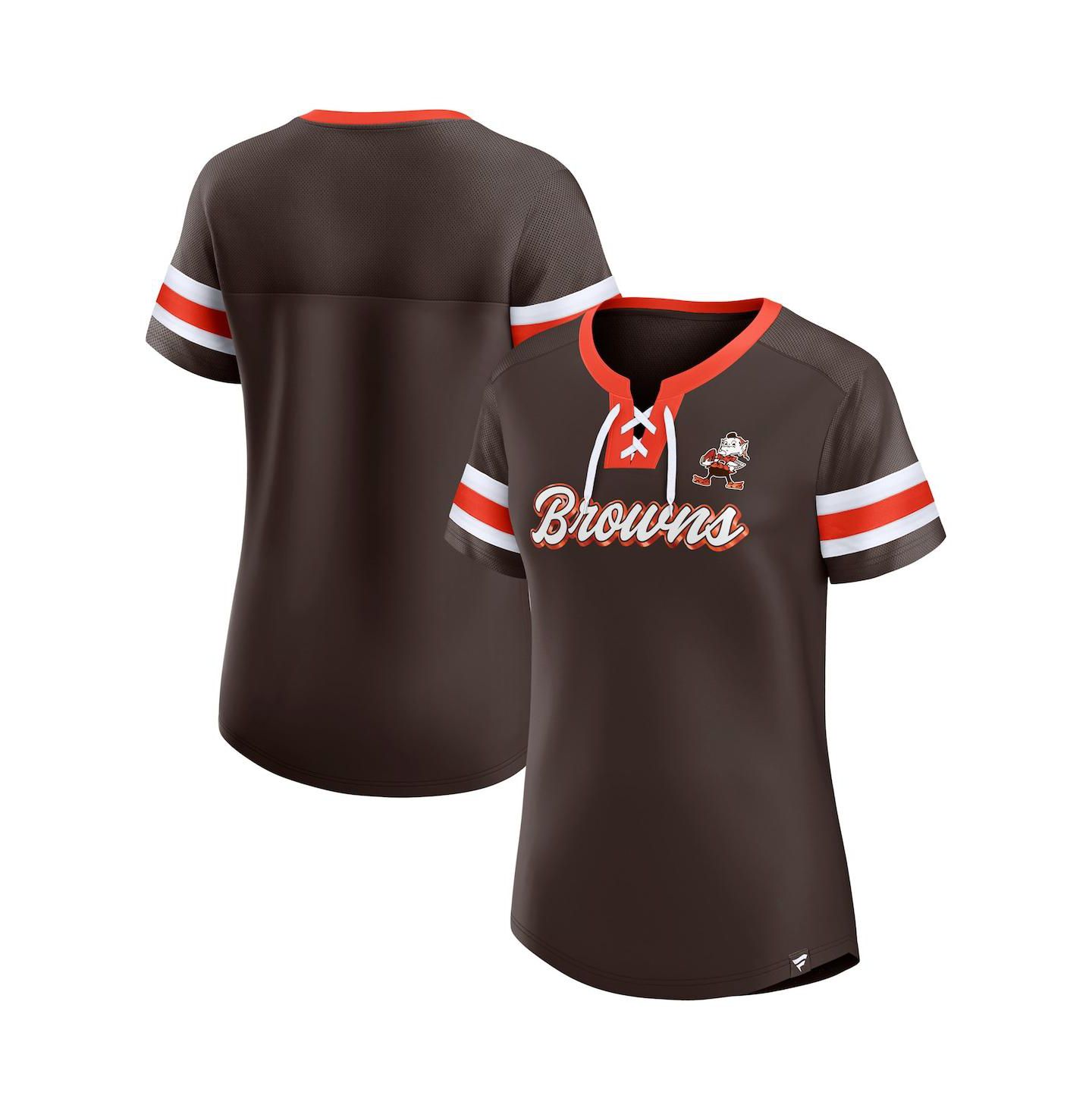 Женская футболка Fanatics Brown Cleveland Browns Original State Lace-Up — фото 1