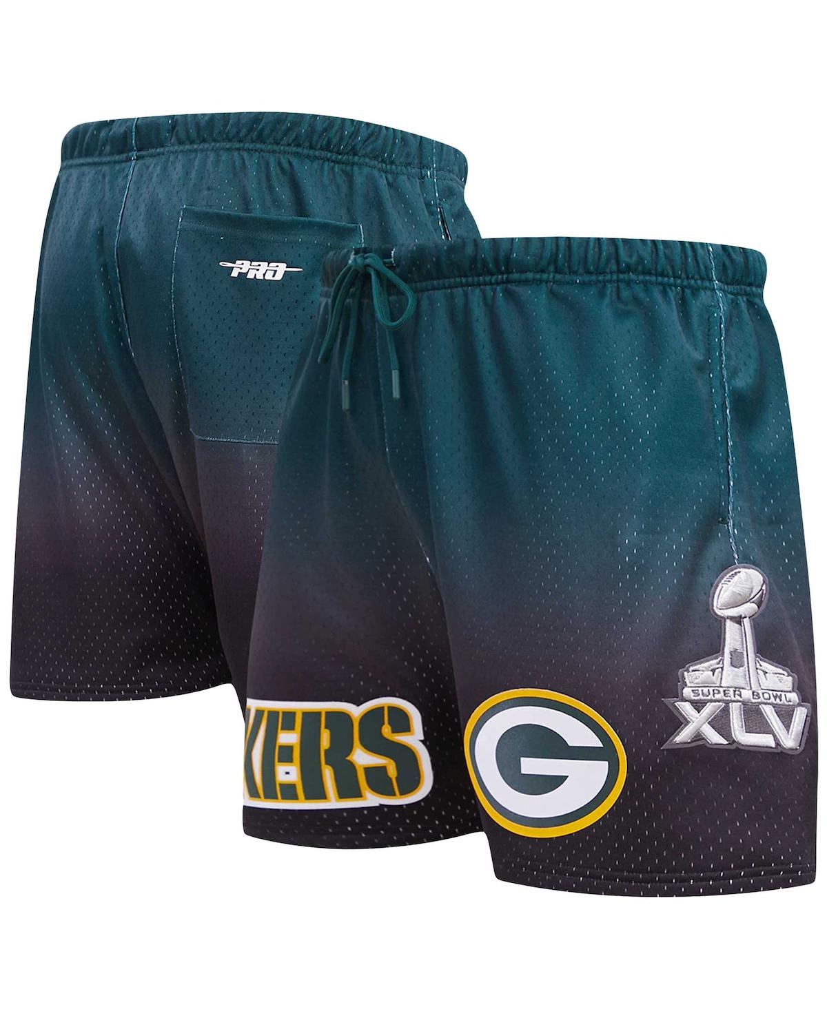 Shop Pro Standard Men's  Black, Green Green Bay Packers Ombre Mesh Shorts In Black,green