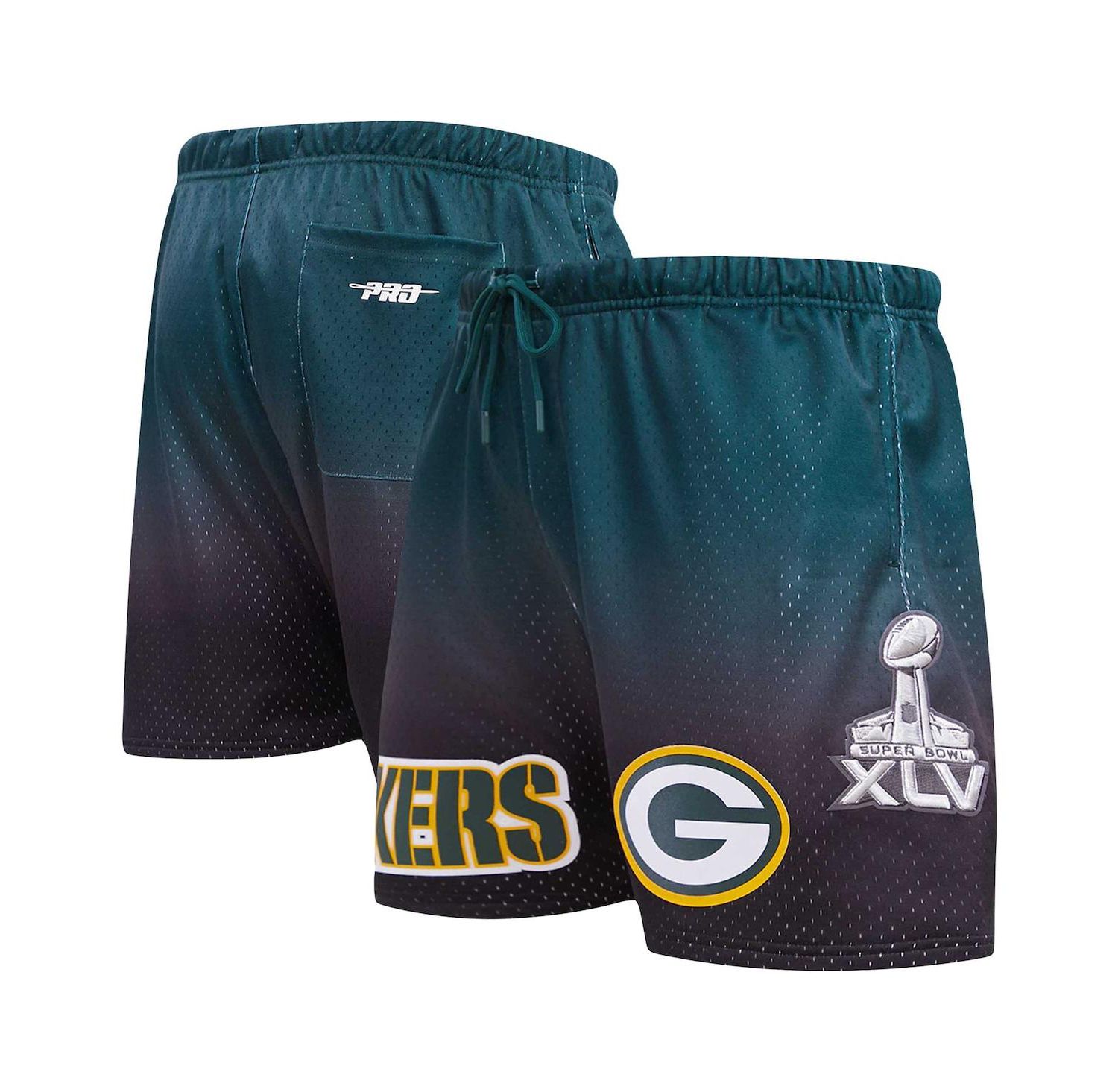 Men's Black, Green Green Bay Packers Ombre Mesh Shorts