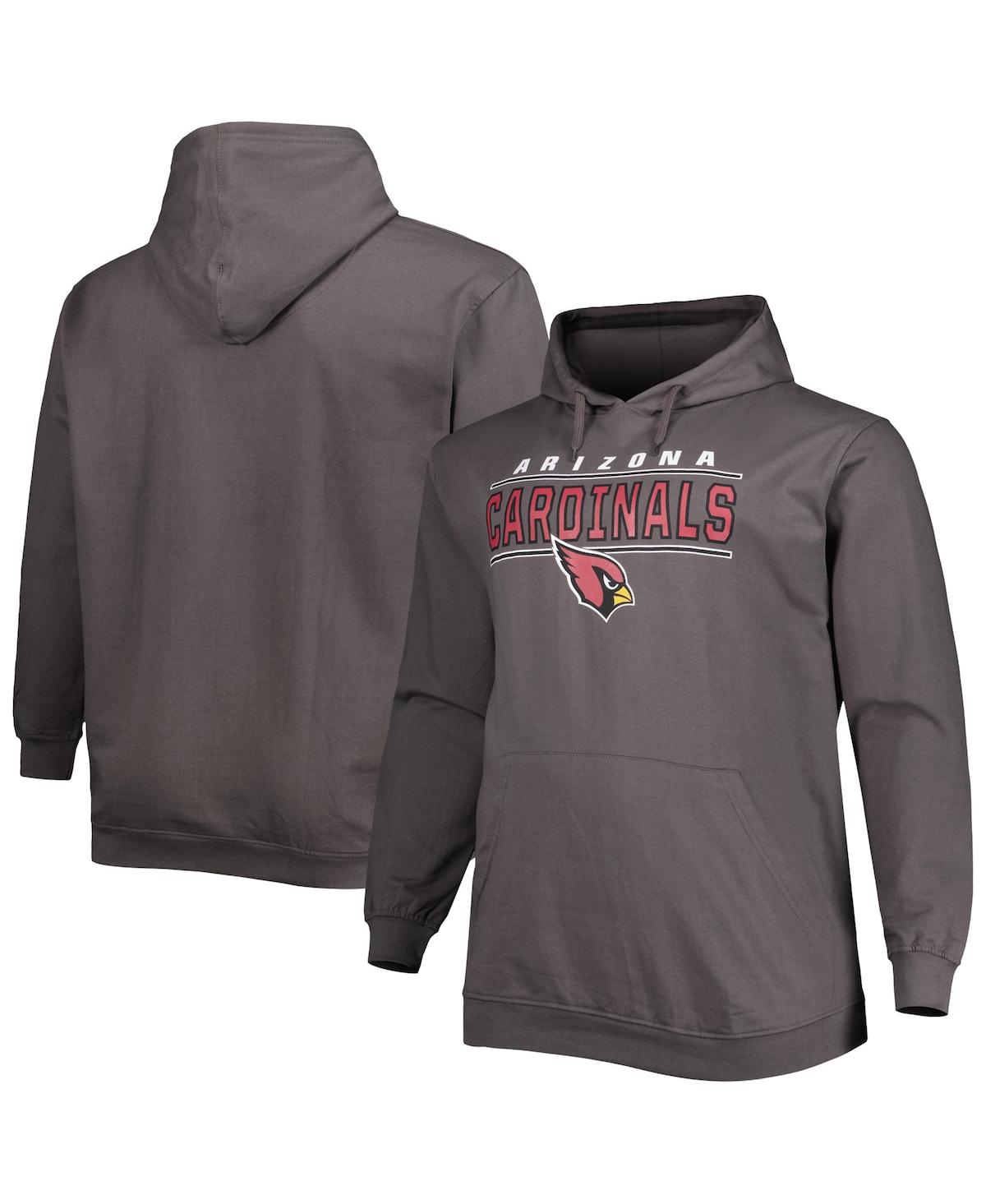 Fanatics Men's Big And Tall Heathered Charcoal Arizona Cardinals Practice Pullover Hoodie In Charcoal