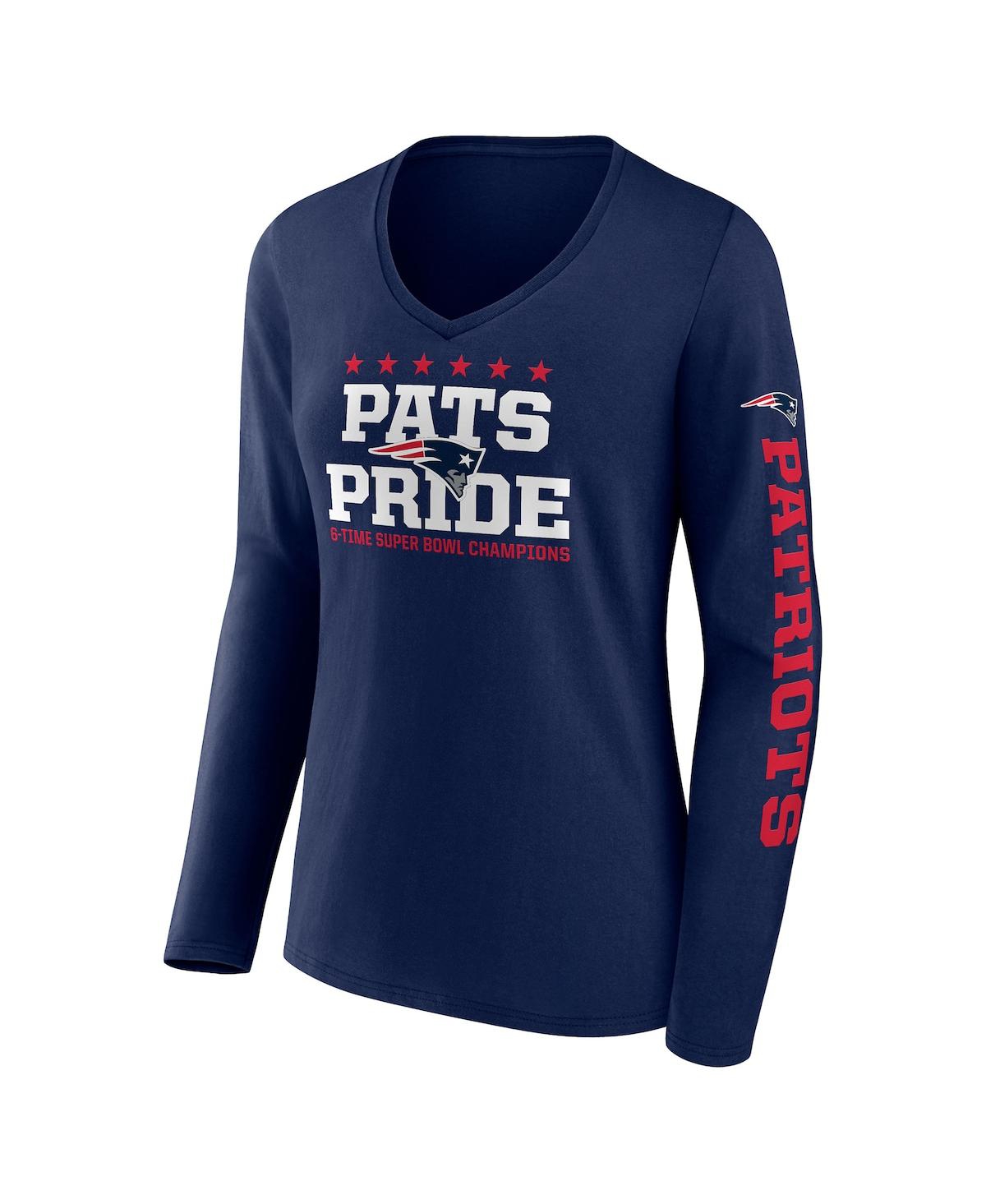 Fanatics Branded Navy New England Patriots Hometown Sweep Long Sleeve V-neck T-shirt In Navy