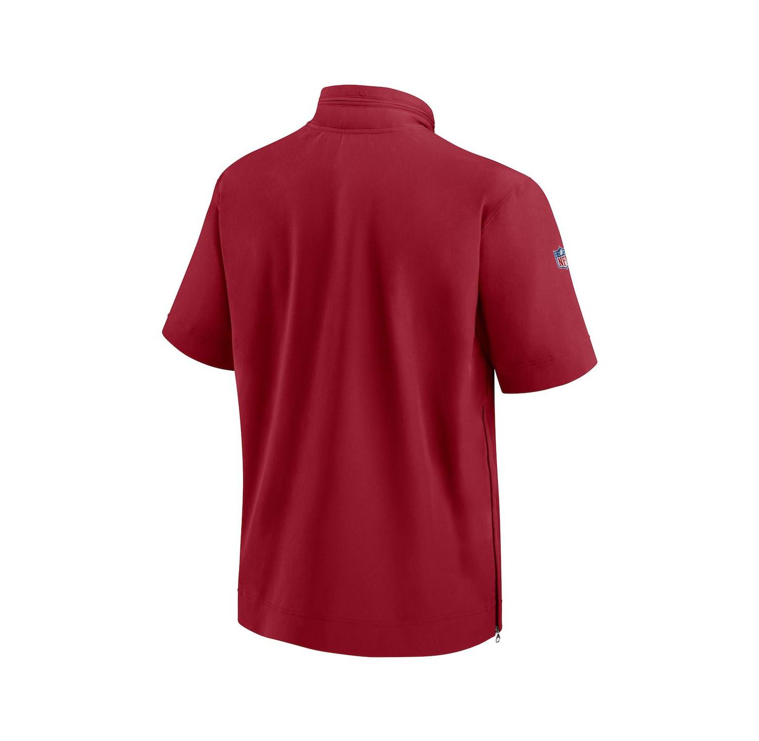 Men's Cardinal Arizona Cardinals Sideline Coach Short Sleeve Hoodie Quarter-Zip Jacket