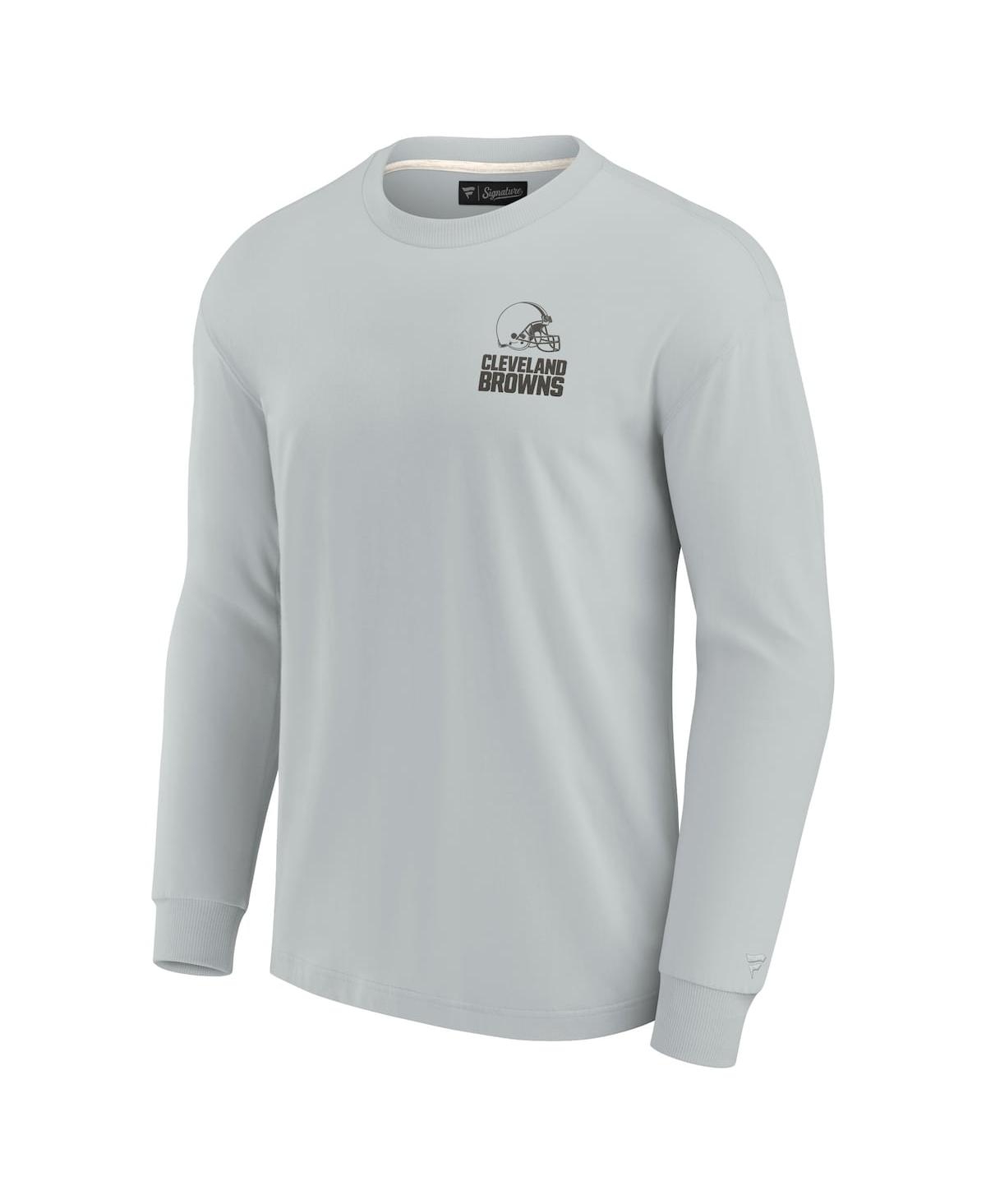 Shop Fanatics Signature Men's And Women's  Gray Cleveland Browns Super Soft Long Sleeve T-shirt